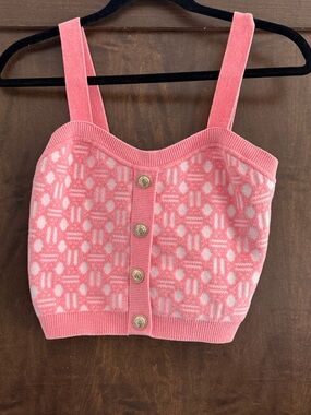 NWOT MAJE Midina Top Pink Button-Front Knit Crop Tank